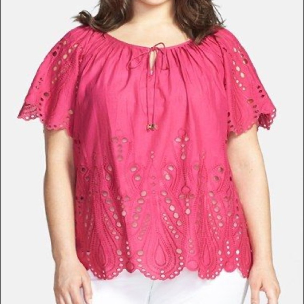 Michael Kors Eyelet Peasant Top